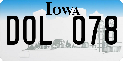 IA license plate DOL078