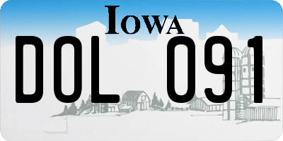 IA license plate DOL091