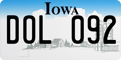 IA license plate DOL092