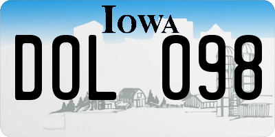 IA license plate DOL098