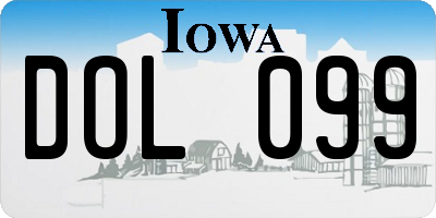 IA license plate DOL099