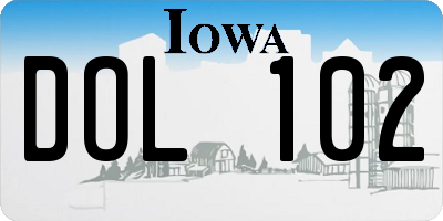 IA license plate DOL102