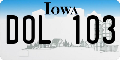 IA license plate DOL103
