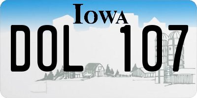 IA license plate DOL107