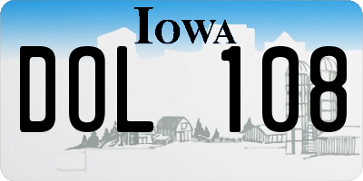 IA license plate DOL108