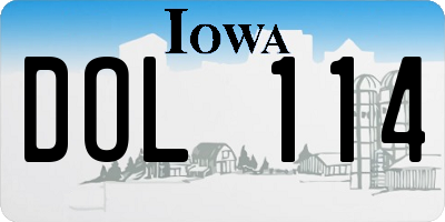 IA license plate DOL114