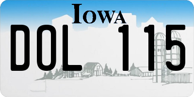 IA license plate DOL115