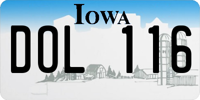 IA license plate DOL116