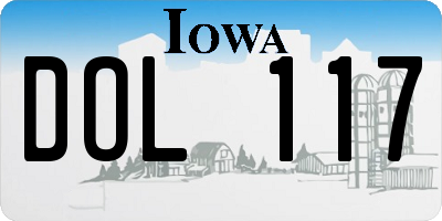 IA license plate DOL117