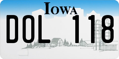 IA license plate DOL118