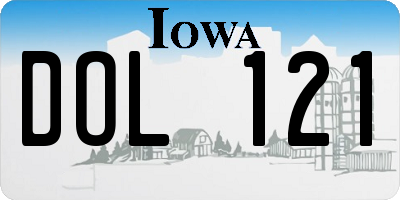 IA license plate DOL121