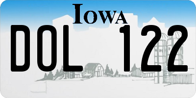IA license plate DOL122