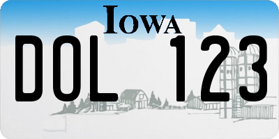 IA license plate DOL123