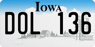 IA license plate DOL136