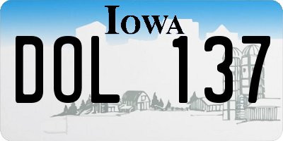 IA license plate DOL137