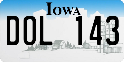 IA license plate DOL143