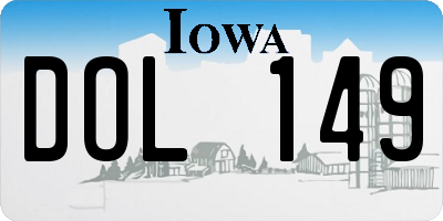 IA license plate DOL149