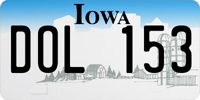 IA license plate DOL153