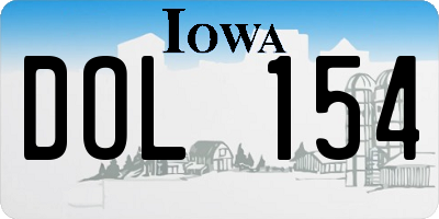 IA license plate DOL154