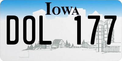 IA license plate DOL177