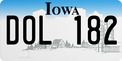 IA license plate DOL182