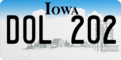 IA license plate DOL202