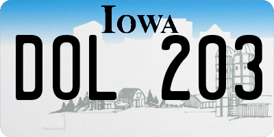 IA license plate DOL203