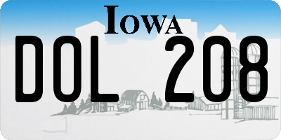 IA license plate DOL208