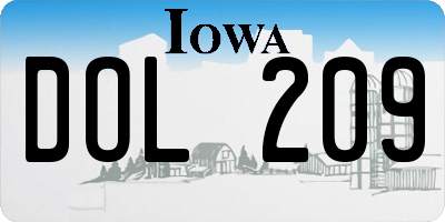 IA license plate DOL209