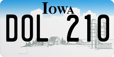 IA license plate DOL210