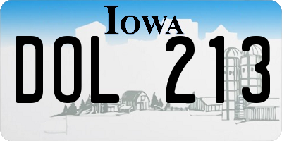 IA license plate DOL213