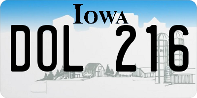 IA license plate DOL216