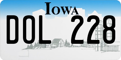 IA license plate DOL228