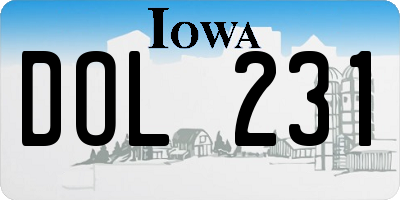 IA license plate DOL231