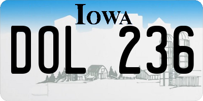 IA license plate DOL236