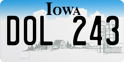 IA license plate DOL243