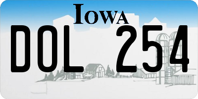 IA license plate DOL254