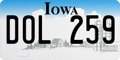 IA license plate DOL259