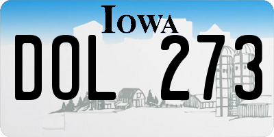 IA license plate DOL273