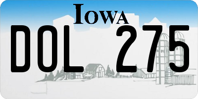 IA license plate DOL275