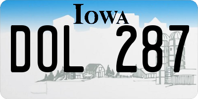 IA license plate DOL287