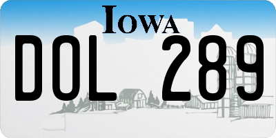 IA license plate DOL289