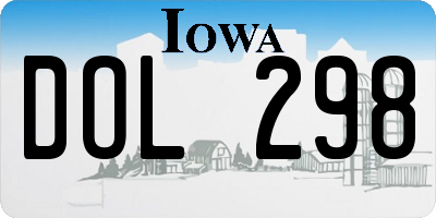 IA license plate DOL298
