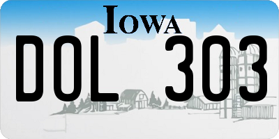 IA license plate DOL303