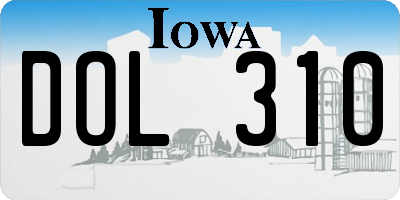 IA license plate DOL310