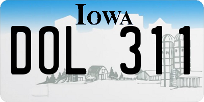 IA license plate DOL311
