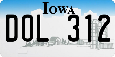 IA license plate DOL312