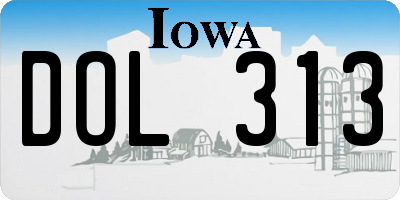IA license plate DOL313