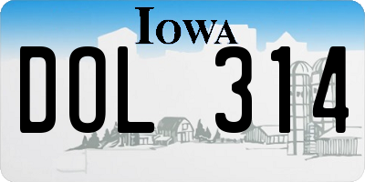 IA license plate DOL314