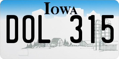 IA license plate DOL315